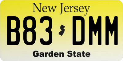NJ license plate B83DMM