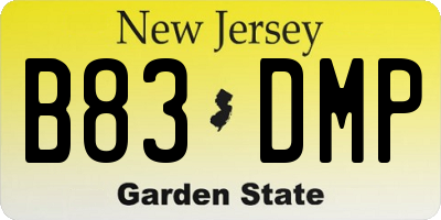NJ license plate B83DMP