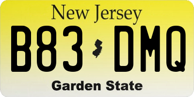 NJ license plate B83DMQ