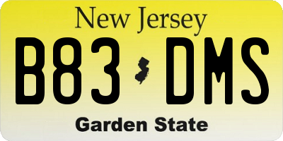 NJ license plate B83DMS