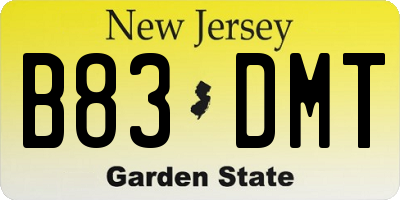 NJ license plate B83DMT