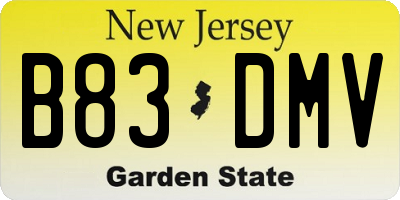NJ license plate B83DMV