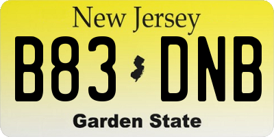 NJ license plate B83DNB