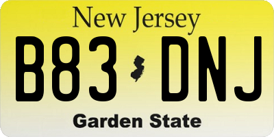 NJ license plate B83DNJ