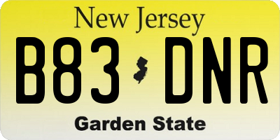 NJ license plate B83DNR