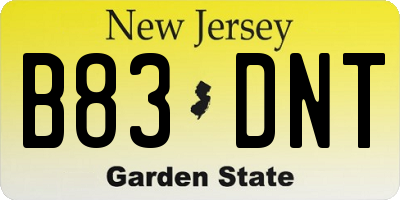 NJ license plate B83DNT