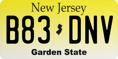 NJ license plate B83DNV