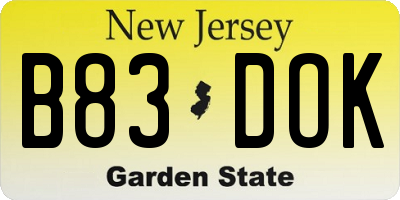 NJ license plate B83DOK