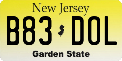 NJ license plate B83DOL