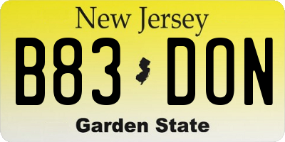 NJ license plate B83DON