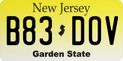 NJ license plate B83DOV