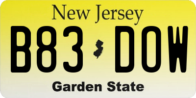 NJ license plate B83DOW