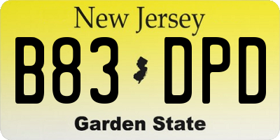 NJ license plate B83DPD