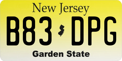 NJ license plate B83DPG