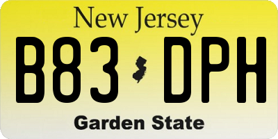 NJ license plate B83DPH
