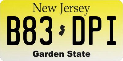 NJ license plate B83DPI