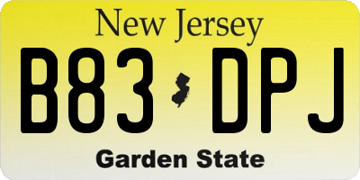 NJ license plate B83DPJ