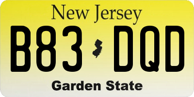 NJ license plate B83DQD