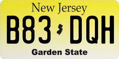 NJ license plate B83DQH