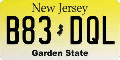 NJ license plate B83DQL