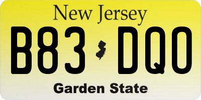 NJ license plate B83DQO