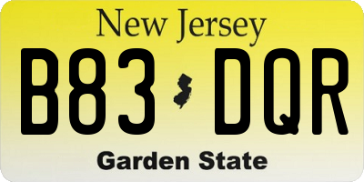 NJ license plate B83DQR