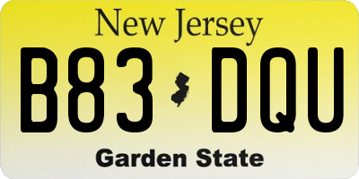 NJ license plate B83DQU