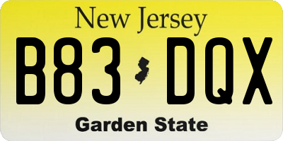 NJ license plate B83DQX