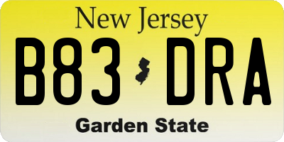 NJ license plate B83DRA
