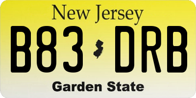 NJ license plate B83DRB