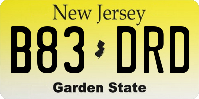 NJ license plate B83DRD