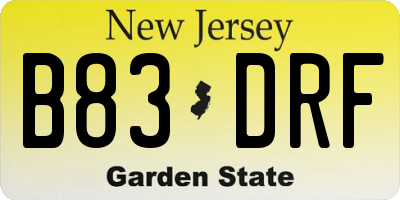 NJ license plate B83DRF