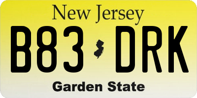 NJ license plate B83DRK