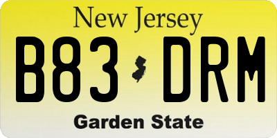 NJ license plate B83DRM