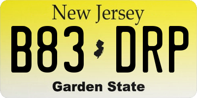 NJ license plate B83DRP