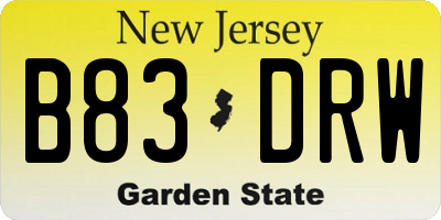 NJ license plate B83DRW