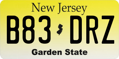 NJ license plate B83DRZ