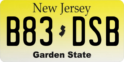 NJ license plate B83DSB