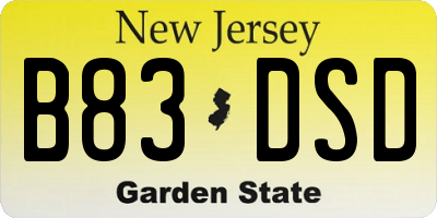 NJ license plate B83DSD