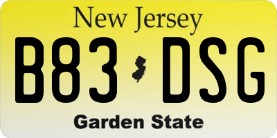 NJ license plate B83DSG