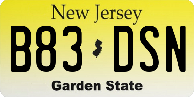 NJ license plate B83DSN