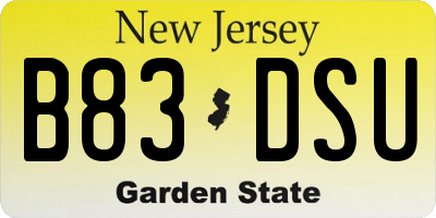 NJ license plate B83DSU