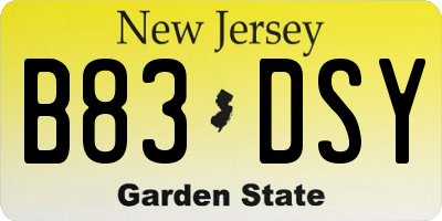 NJ license plate B83DSY