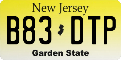 NJ license plate B83DTP