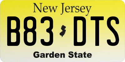 NJ license plate B83DTS