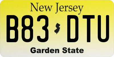NJ license plate B83DTU