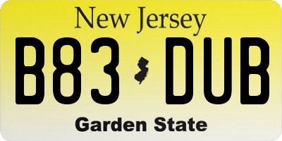 NJ license plate B83DUB