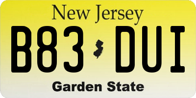 NJ license plate B83DUI