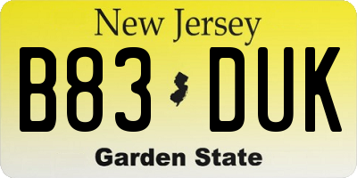 NJ license plate B83DUK