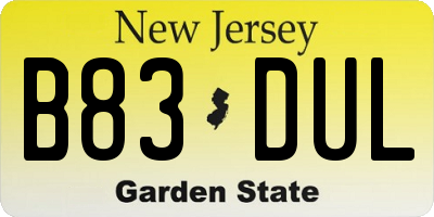NJ license plate B83DUL